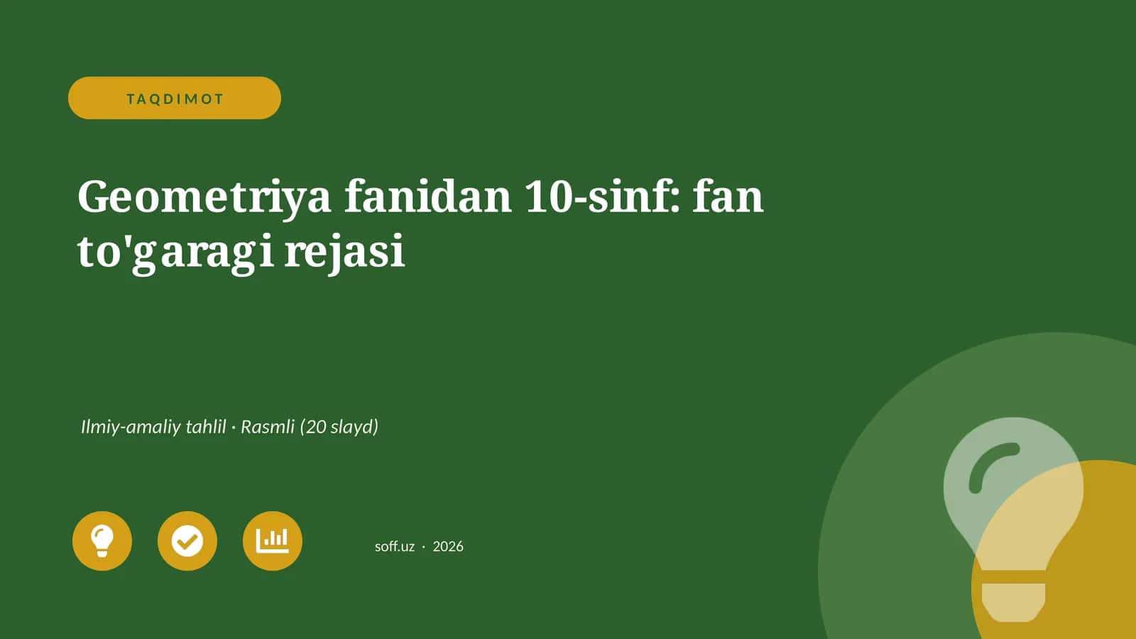 Geometriya fanidan 10-sinf: fan to'garagi rejasi 1