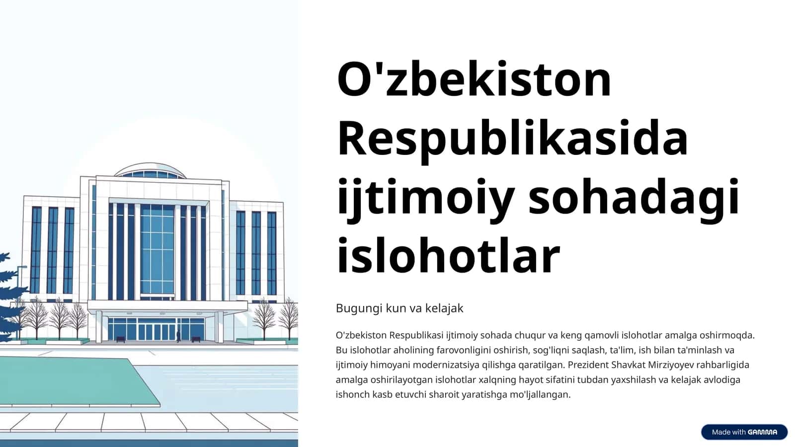 O'zbekiston Respublikasida ijtimoiy sohadagi islohotlar 1