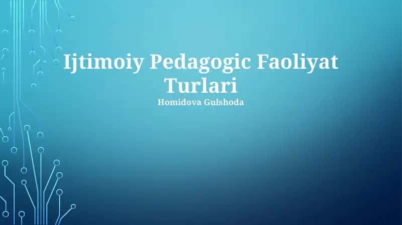 Ijtimoiy Pedagogik Faoliyat Turlari 1