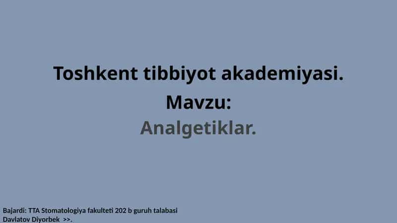 Analgetiklar 1