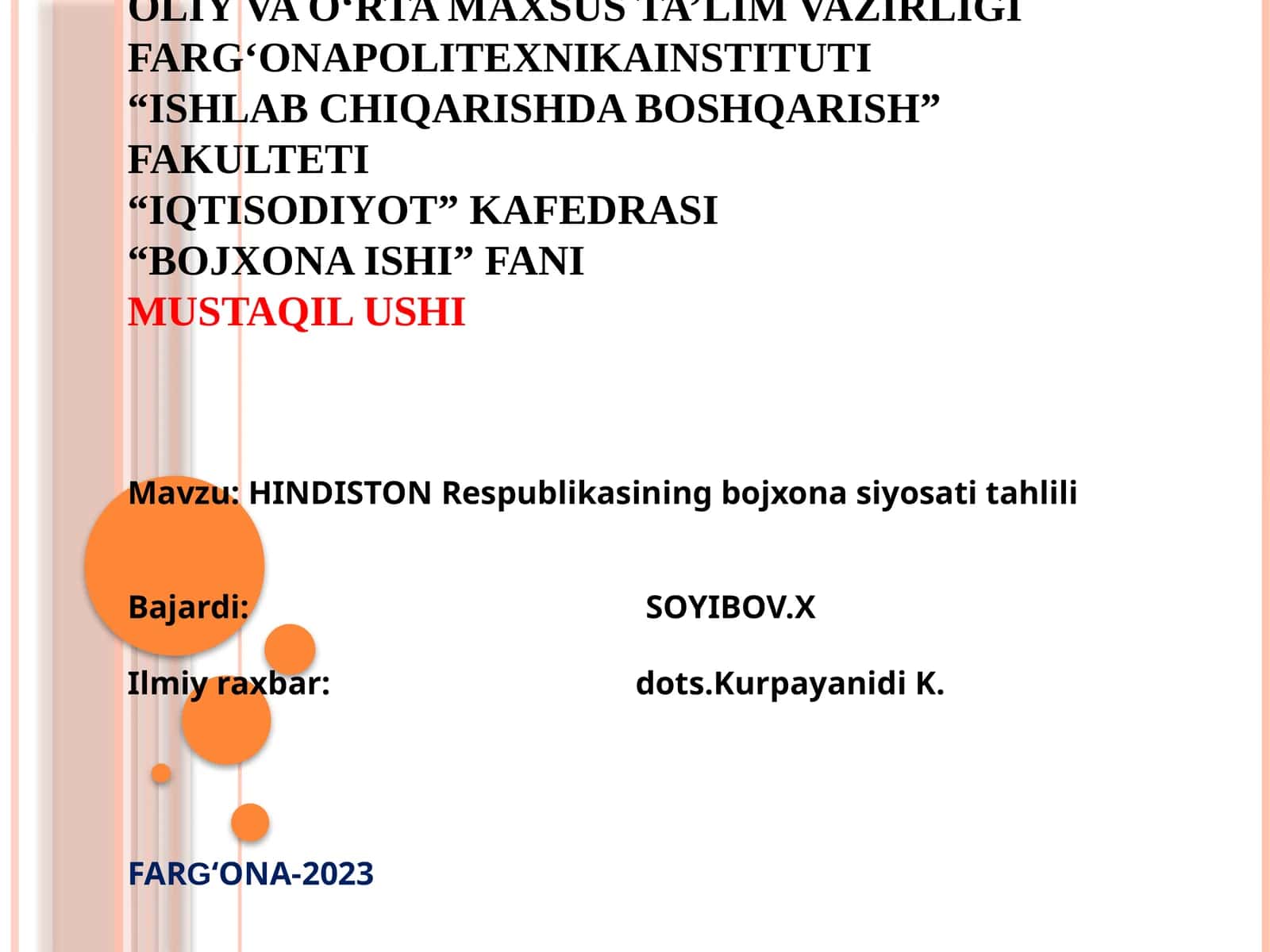 HINDISTON Respublikasining bojxonasiyosati tahlili 1