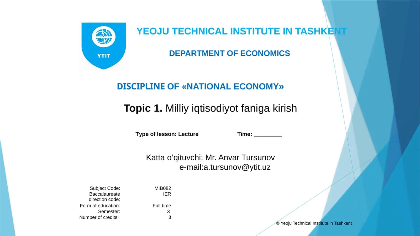 Milliy iqtisodiyot faniga kirish 1