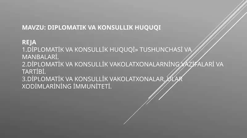 Diplomatik va konsullik huquqi 1