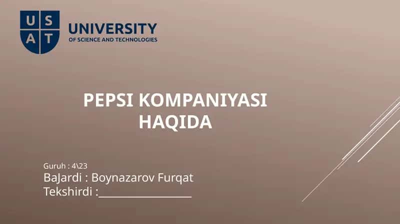 Pepsi KOMPANIYASI HAQIDA 1