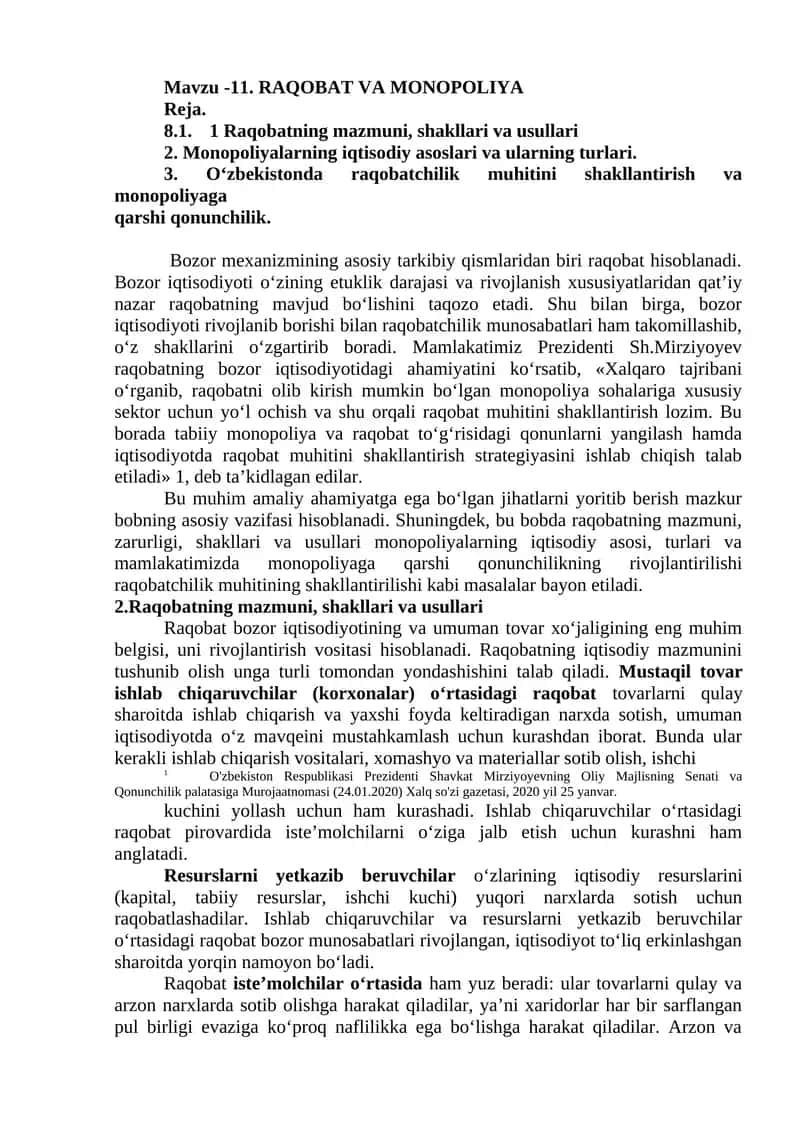 RAQOBAT VA MONOPOLIYA 1