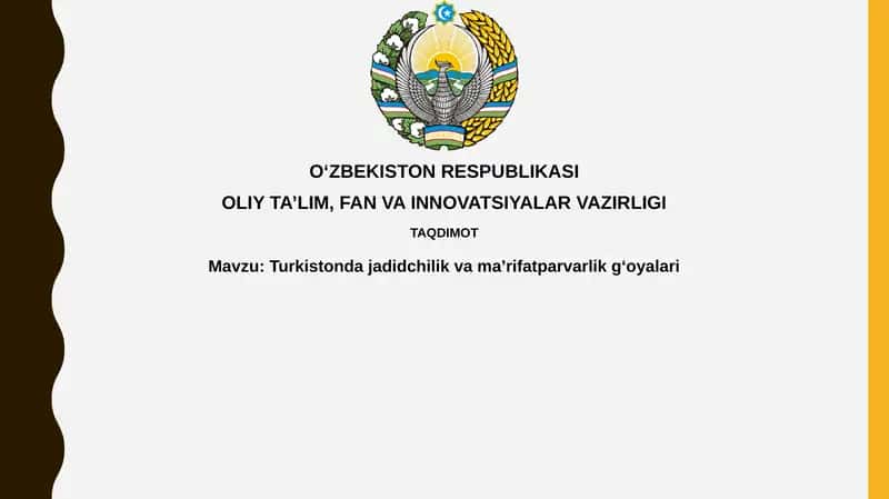 Turkistondajadidchilikvamaʼrifatparvarlikgʻoyalari 1