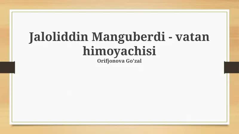 Jaloliddin Manguberdi - vatan himoyachisi 1