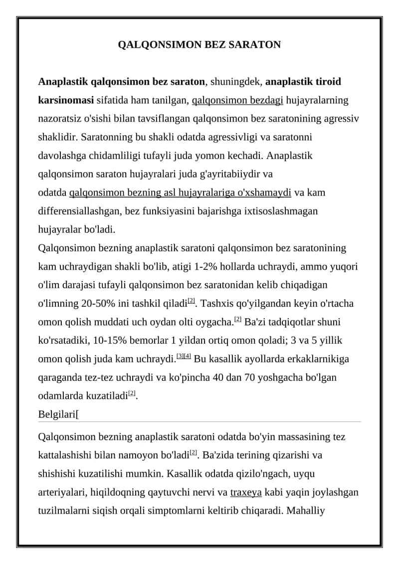 Qalqonsimon bez saraton 1