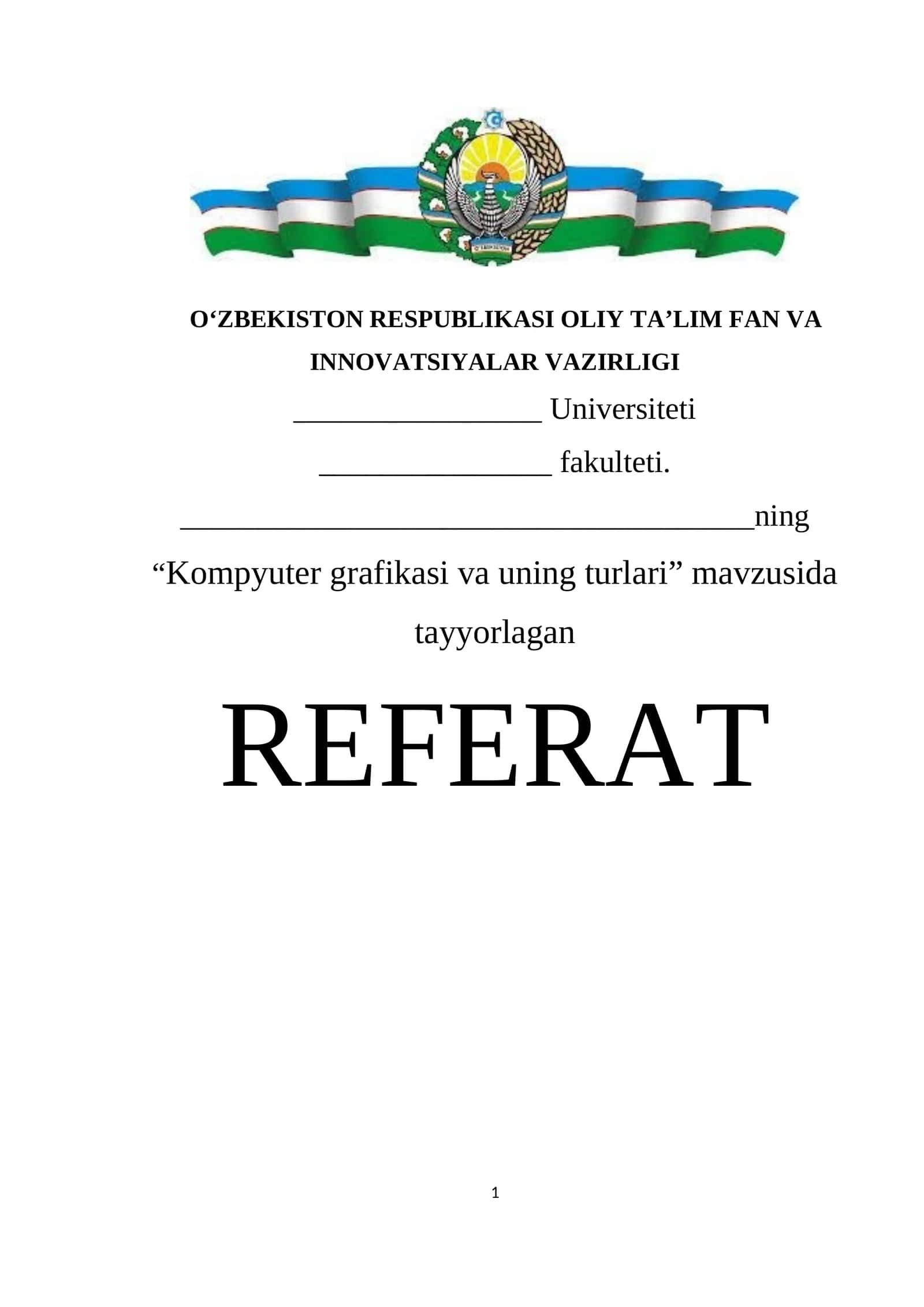 Kompyuter grafikasi va uning turlari 1