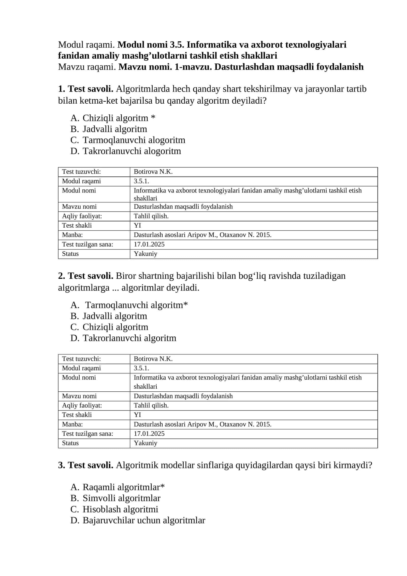 Informatika va axborot texnologiyalari fanidan amaliy mashg’ulotlarni tashkil etish shakllari 1