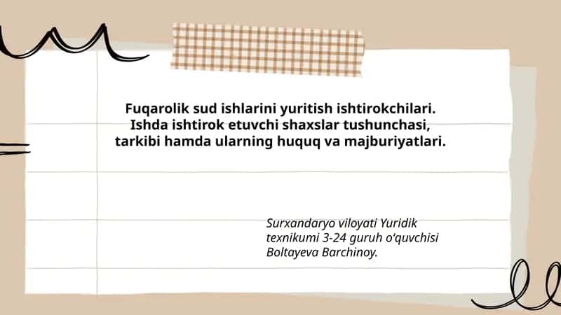 Fuqarolik sud ishlarini yuritish ishtirokchilari 1