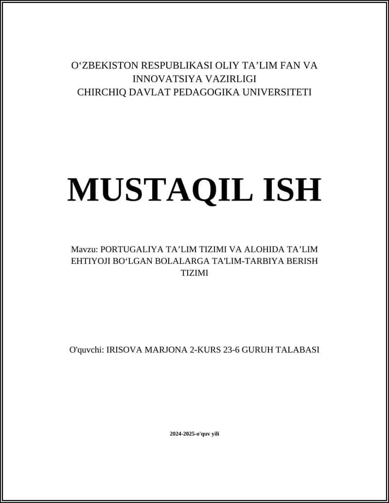 Portugaliya ta'lim tizimi 1