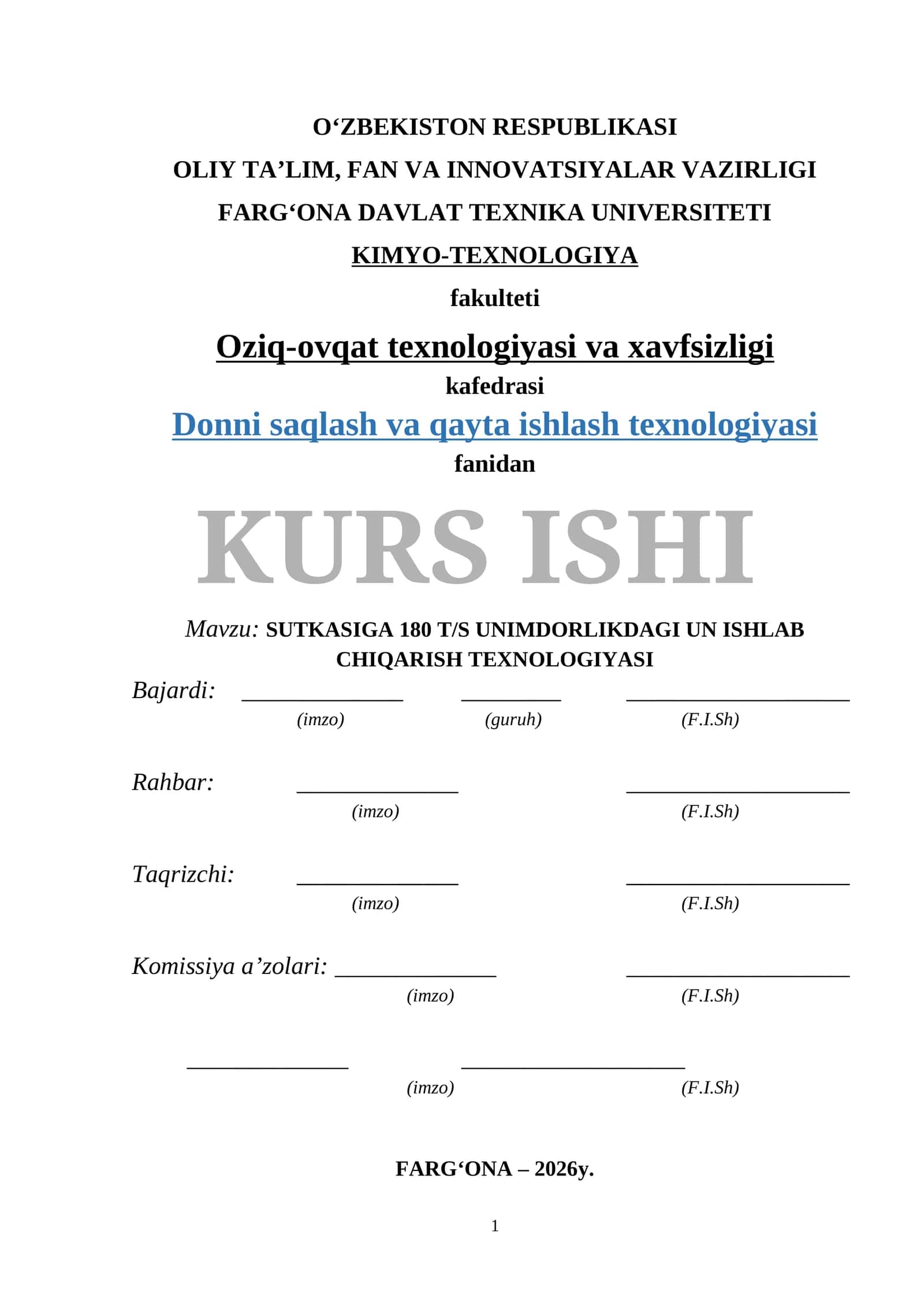SUTKASIGA 180 T/S UNIMDORLIKDAGI UN ISHLAB CHIQARISH TEXNOLOGIYASI 1