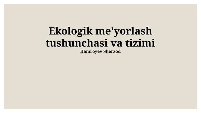 Ekologik Standartlashtirishning Kelajagi va Taraqqiyoti 1