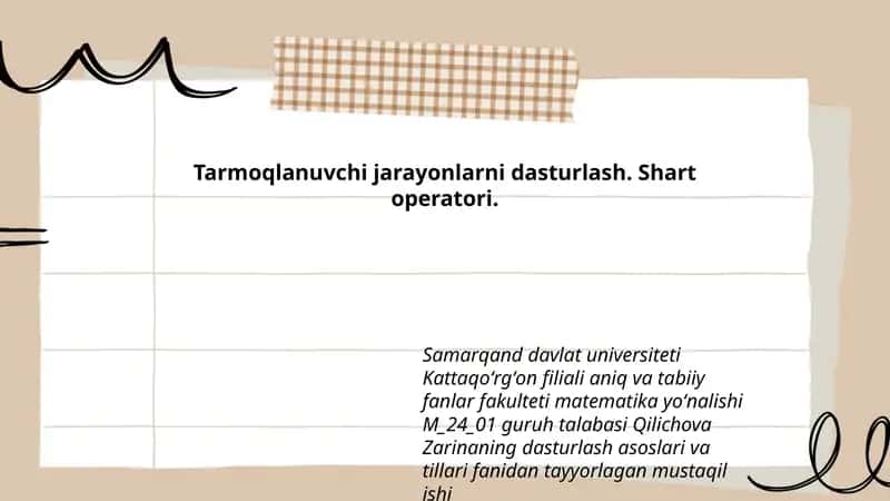 Tarmoqlanuvchi jarayonlarni dasturlash 1