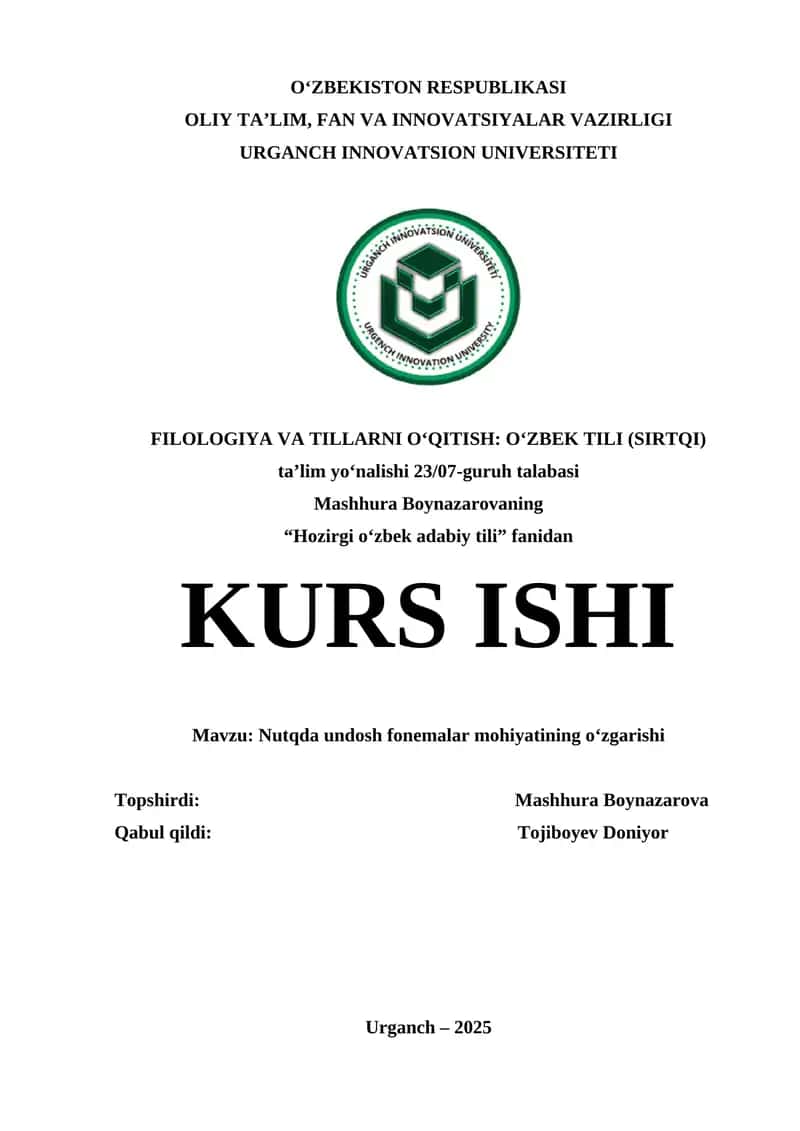 Nutqda undosh fonemalar mohiyatining o‘zgarishi 1