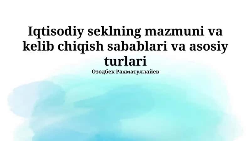 Zamonaviy iqtisodiy tizimlar 1