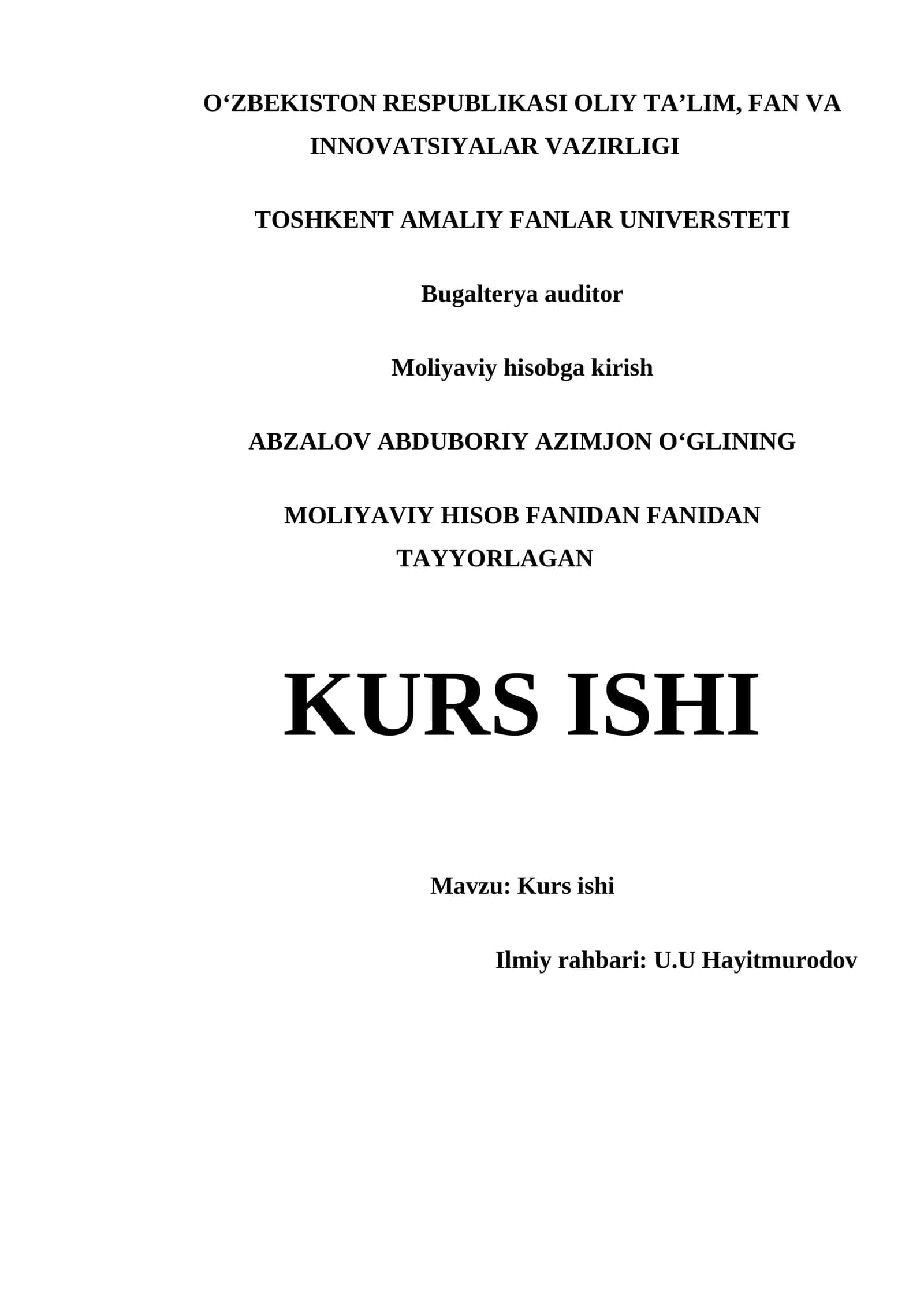 TOSHKENT AMALIY FANLAR UNIVERSTETI - Bugalterya auditor 1