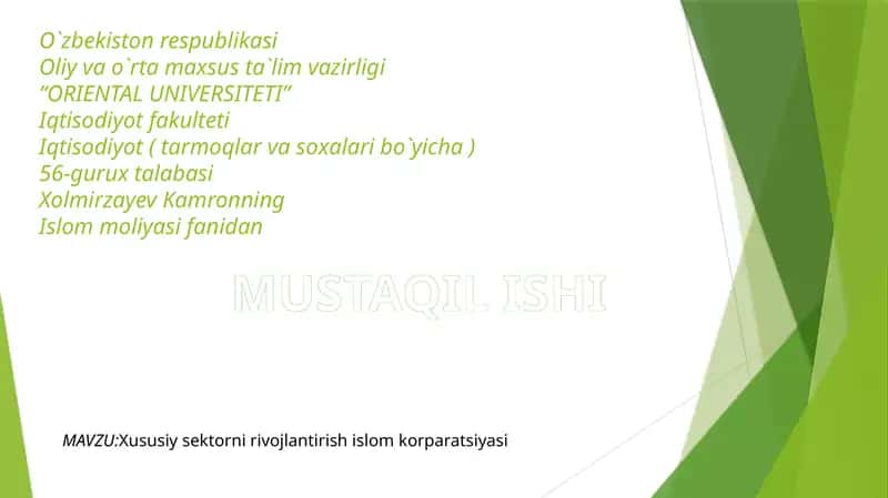 Xususiy sektor ni rivojlantirish Islom korporatsiyasi 1