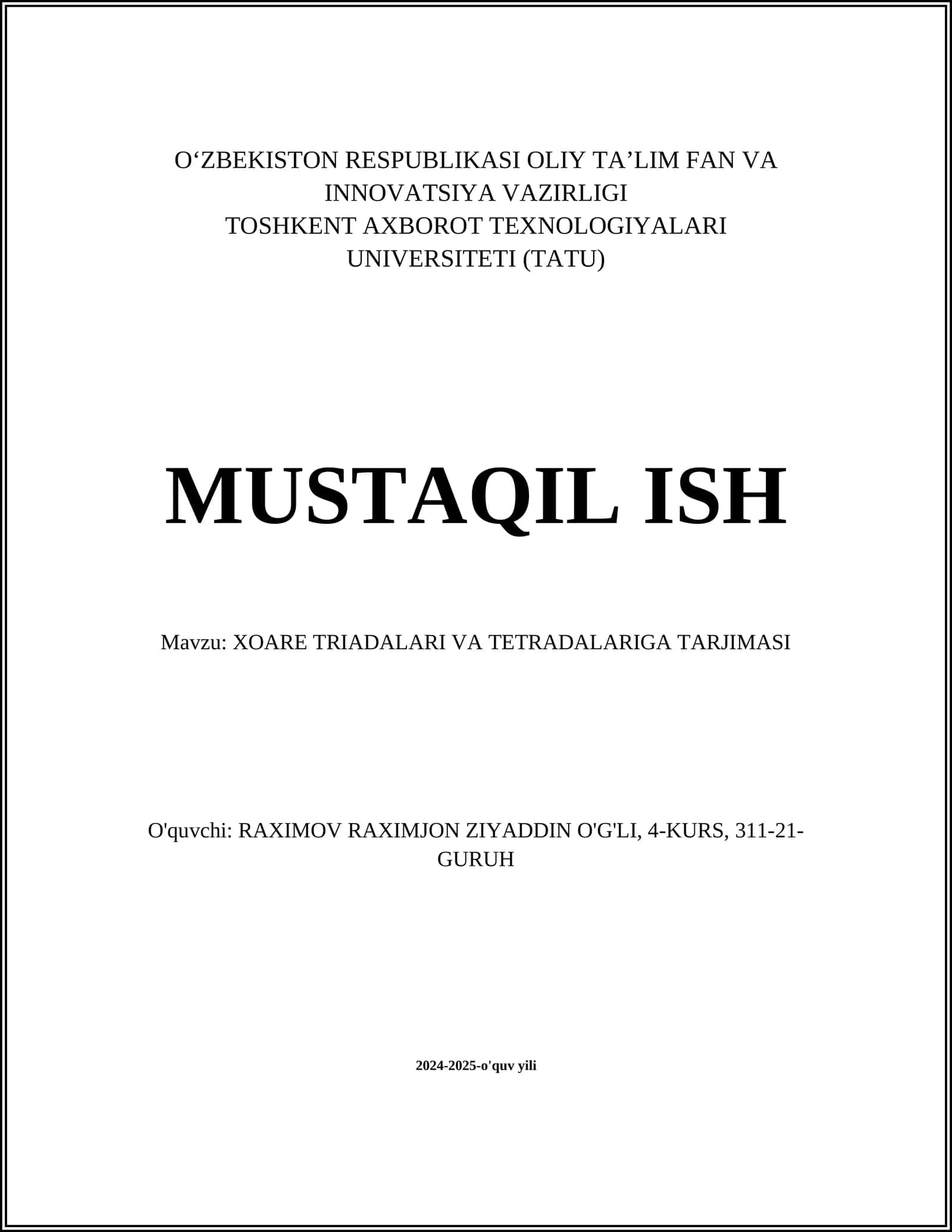 Xo‘ja Tridalari va Tetradalarining tarixi 1