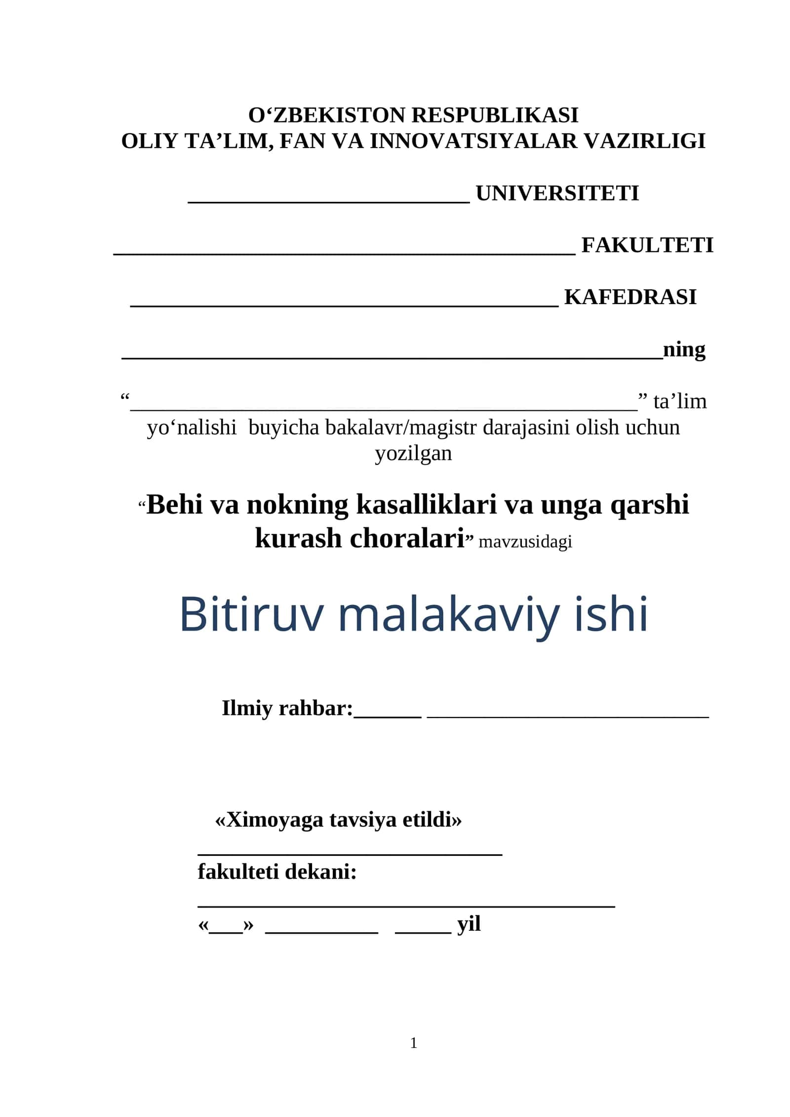 Behi va nokning kasalliklari va unga qarshi kurash choralari 1