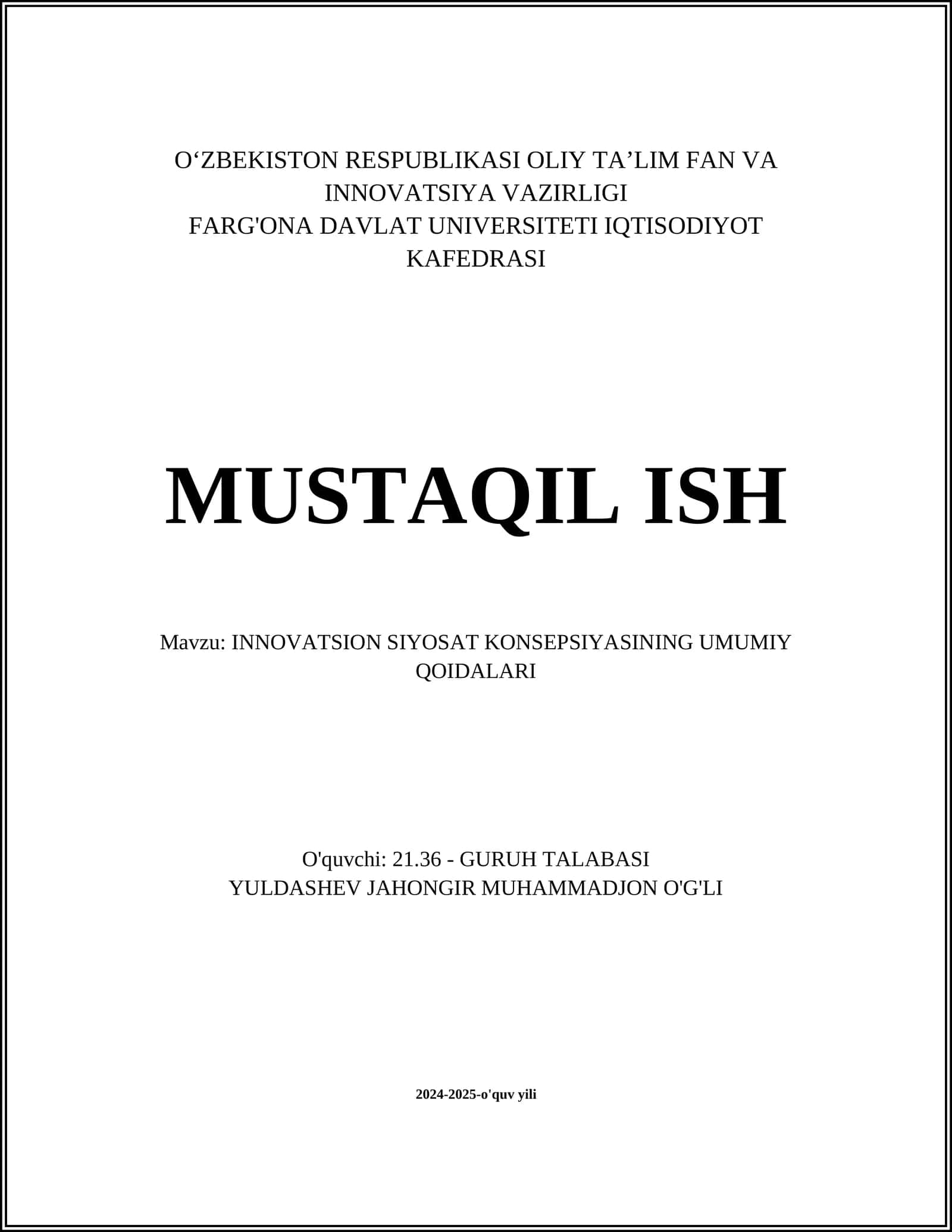 INNOVATSION SIYOSAT KONSEPSIYASINING UMUMIY QOIDALARI 1