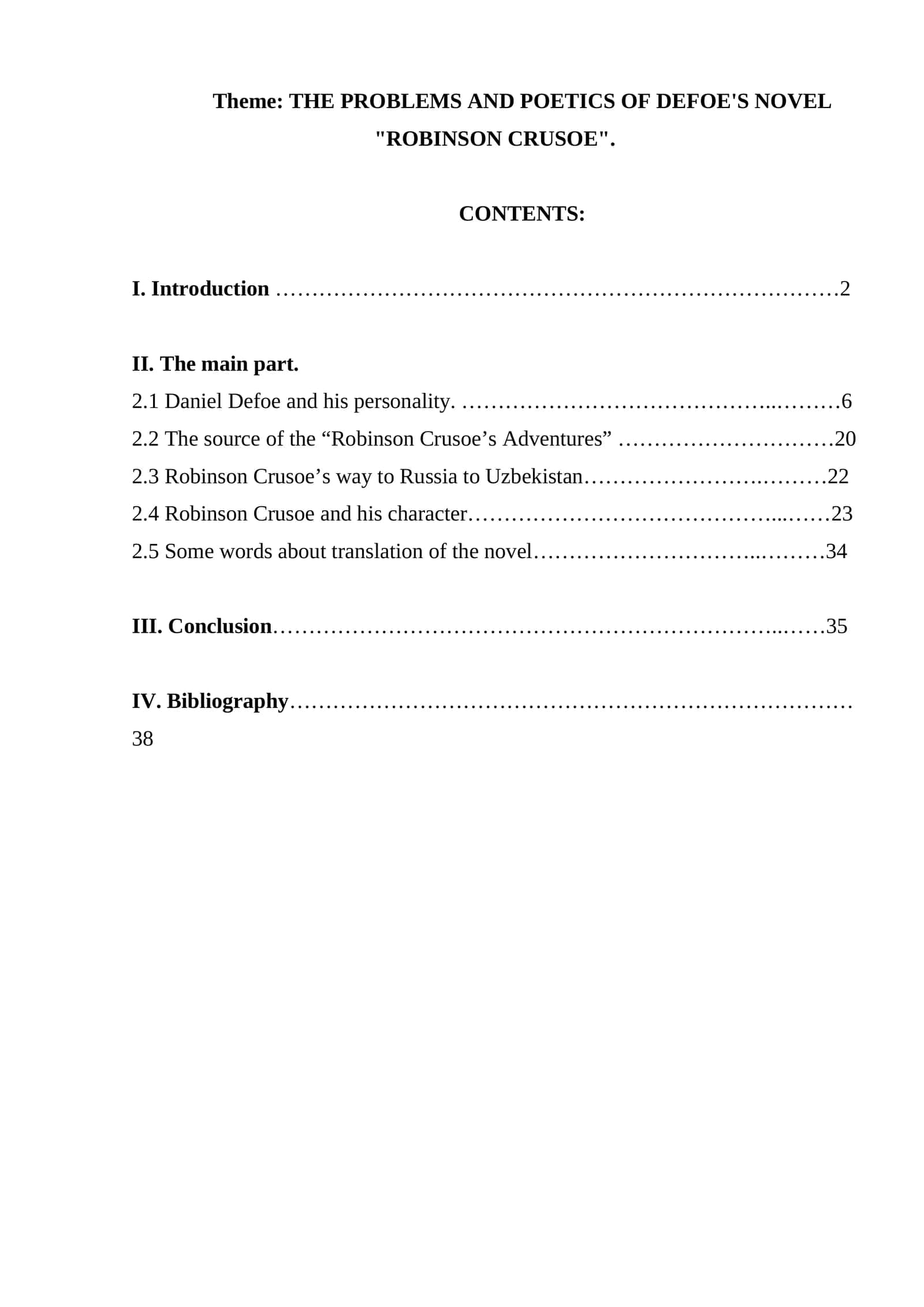 THE PROBLEMS AND POETICS OF DEFOE'S NOVEL "ROBINSON CRUSOE" 1