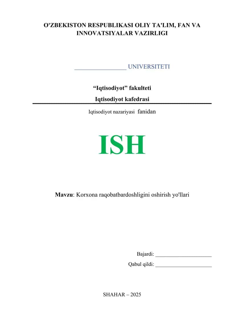 Korxona raqobatbardoshligini oshirish yo'llari 1
