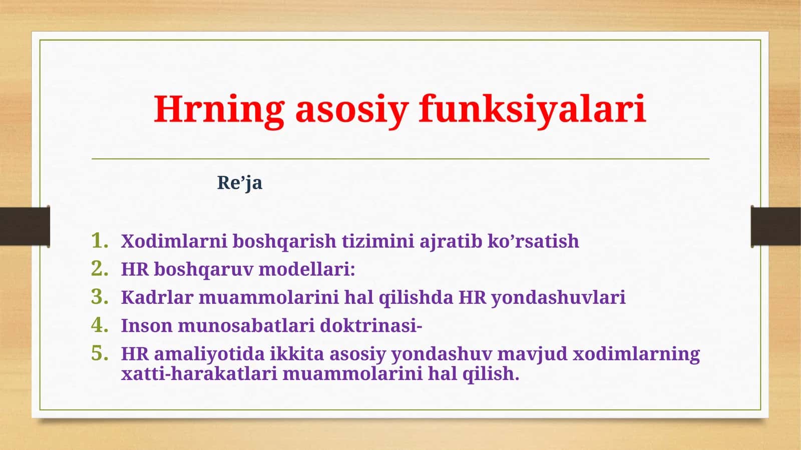 HR boshqaruv modellari 1
