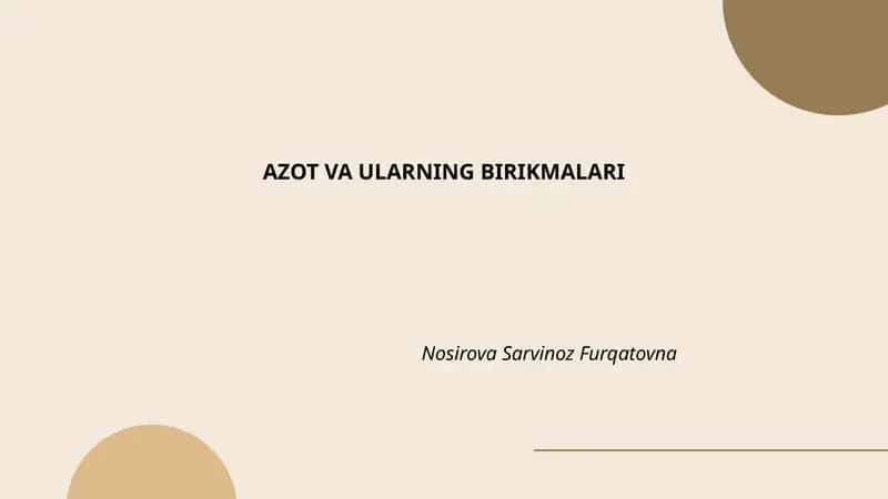 AZOT VA ULARNING BIRIKMALARI 1