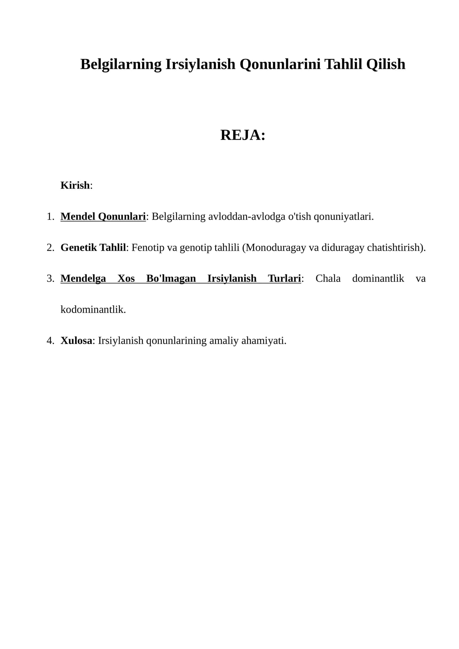 Belgilarning Irsiylanish Qonunlarini Tahlil Qilish 1