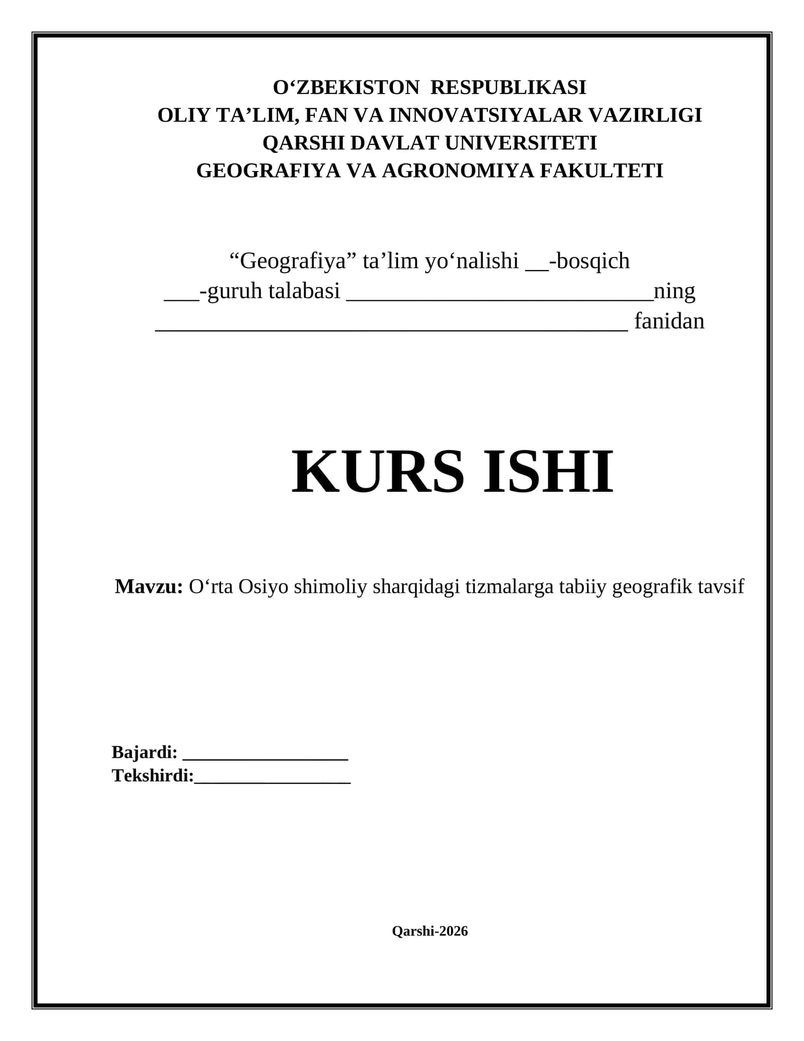 Oʻrta Osiyo shimoliy sharqidagi tizmalarga tabiiy geografik tavsif 1