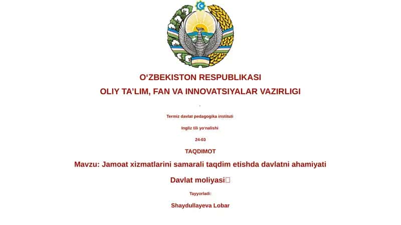 Jamoat xizmatlarini samarali taqdim etishda davlatni ahamiyati 1