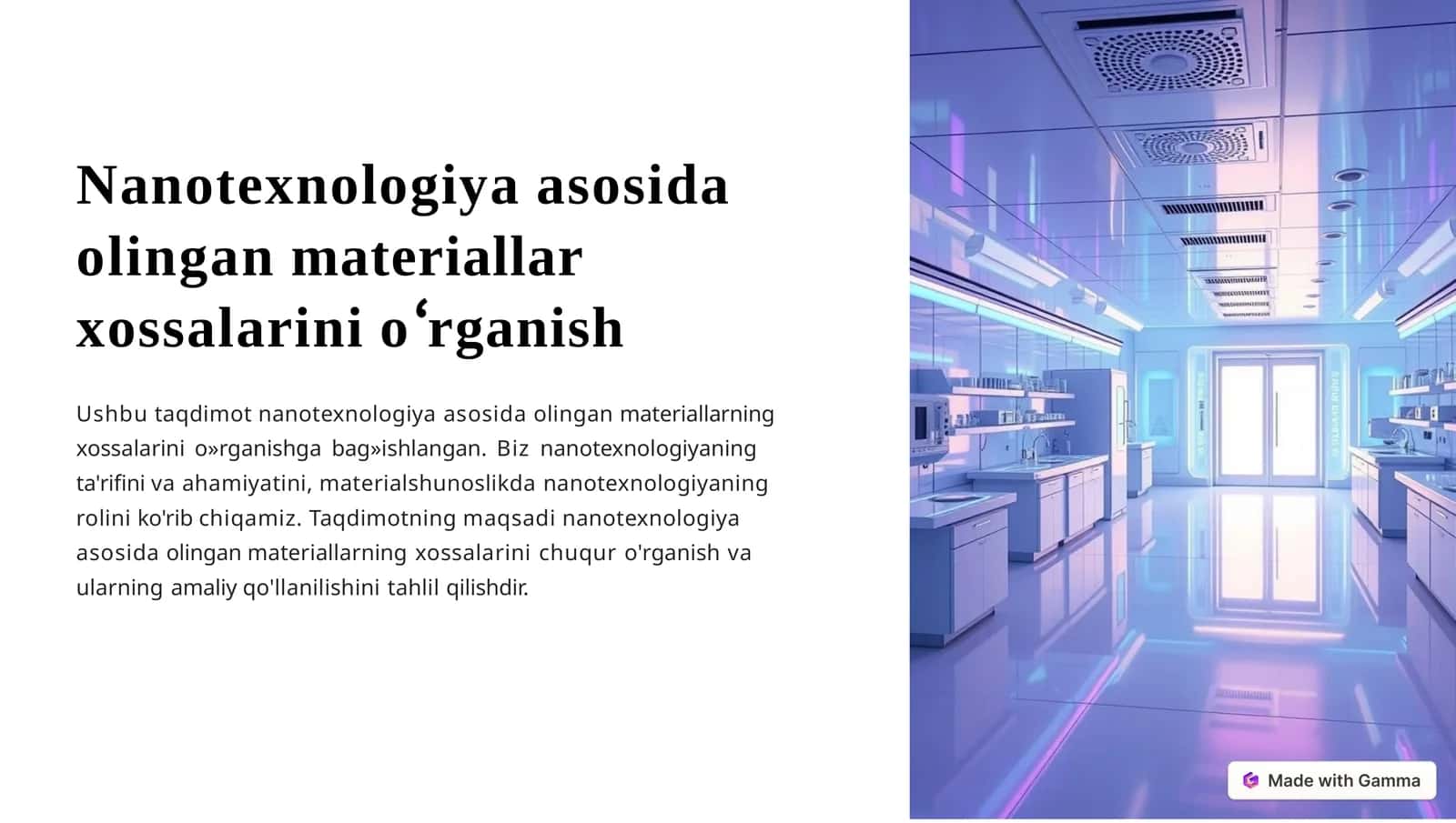 Nanotexnologiya asosida olingan materiallar xossalarini organish 1