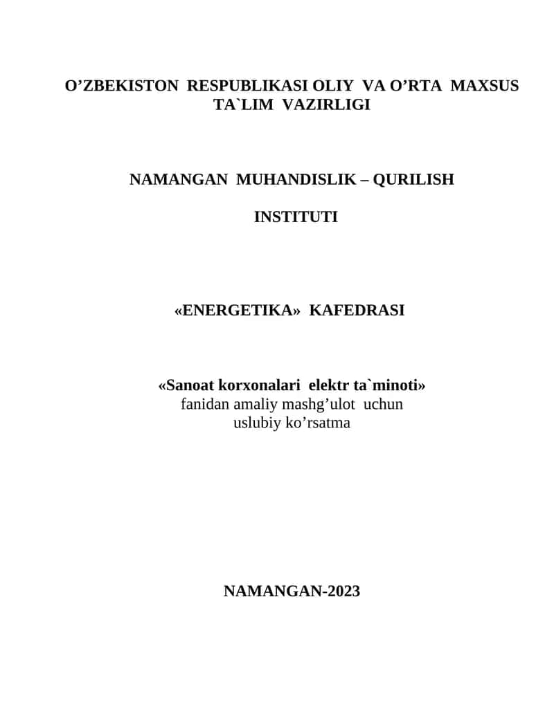 AMALIY MASHG’ULOT UCHUN BЕRILGANLAR ILОVA 1