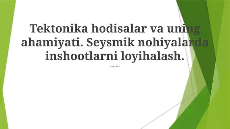 Zilzilaga chidamli loyihalash 1