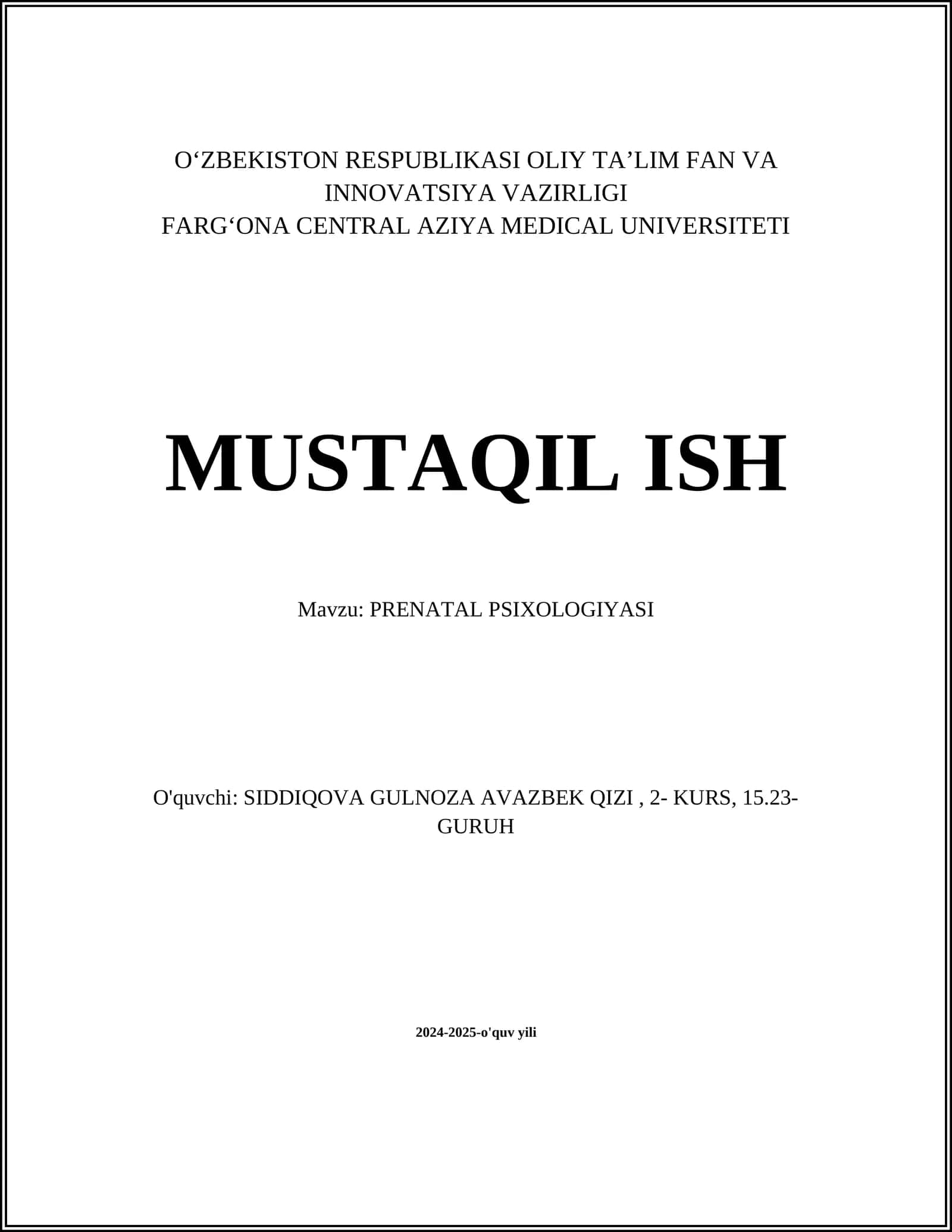 PRENATAL PSIXOLOGIYASI 1