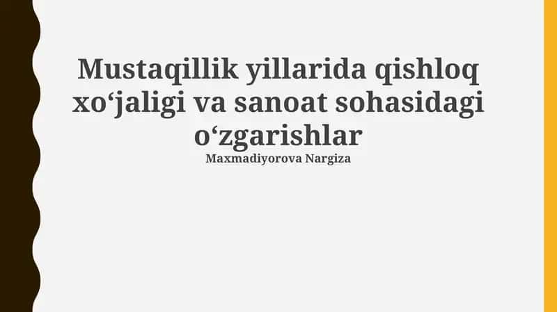 Mustaqillik yillarida qishloq xo'jaligidagi o'zgarishlar 1