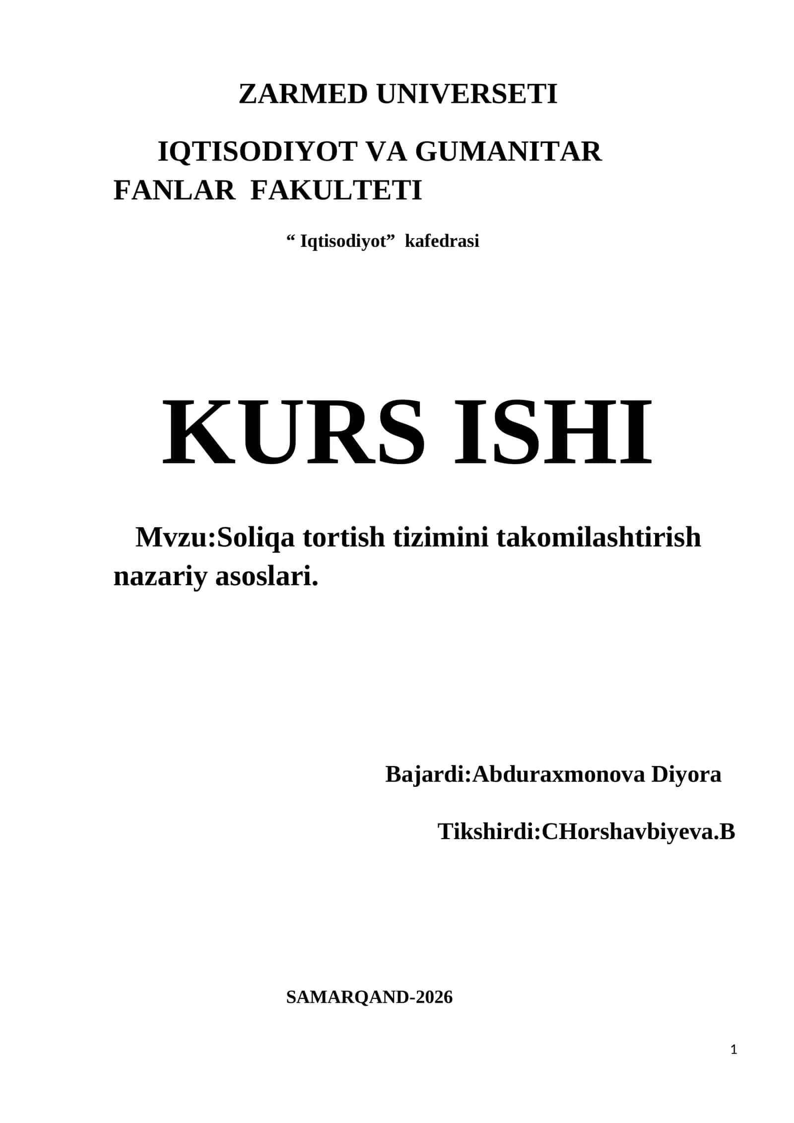 Soliqa tortish tizimini takomilashtirish nazariy asoslari 1