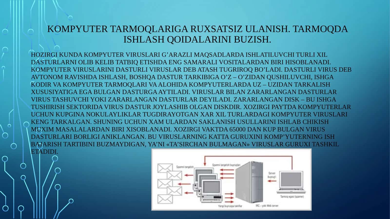 Kompyuter tarmoqlariga ruxsatsiz ulanish. Tarmoqda ishlash qoidalarini buzish 1