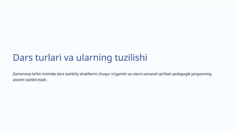 Dars turlari va ularning tuzilishi 1
