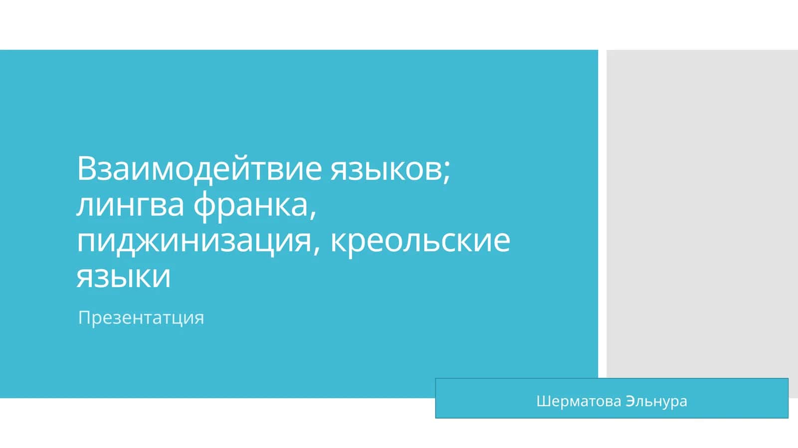 Взаимодейтвие языков: лингвафранка, пиджинизация, креольские языки 1