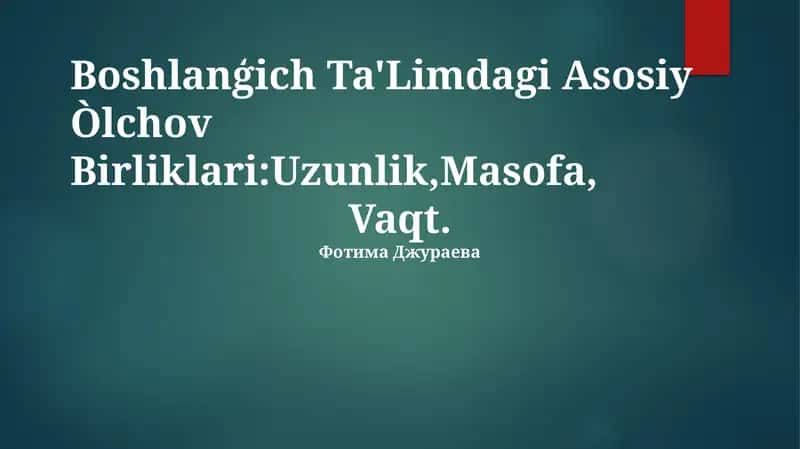 Asosiy Òlchov Birliklari 1