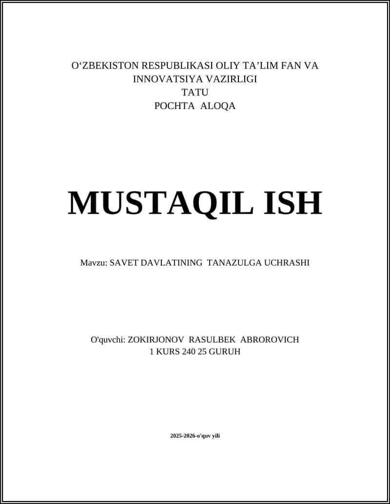 SAVET DAVLATINING TANAZULGA UCHRASHI 1