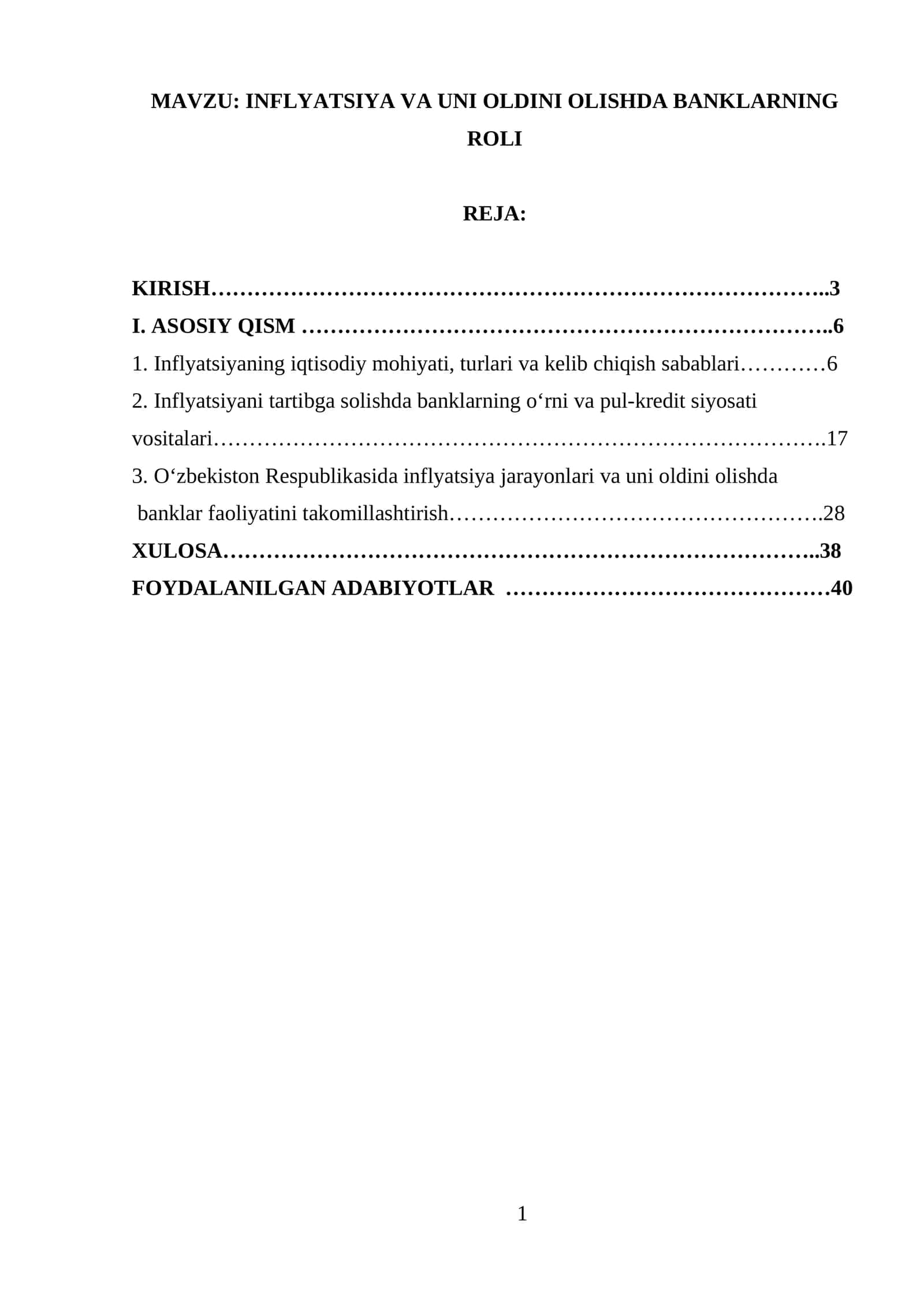 INFLYATSIYA VA UNI OLDINI OLISHDA BANKLARNING ROLI 1
