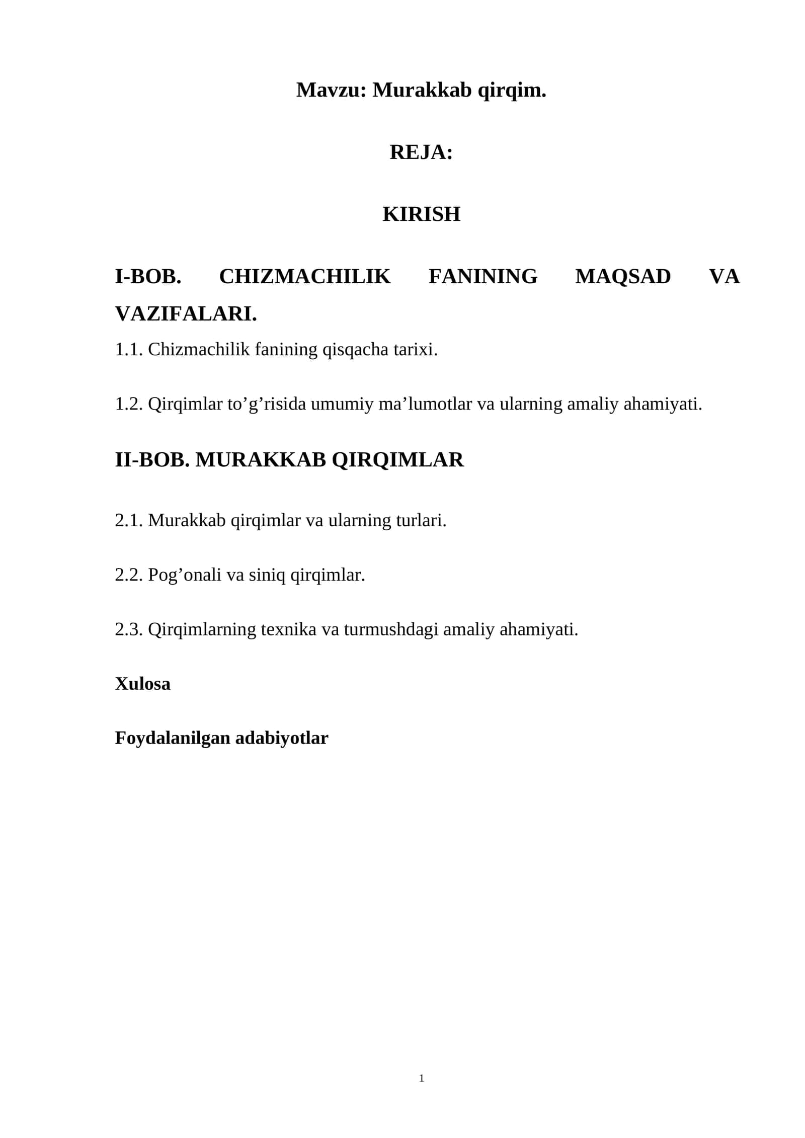 Murakkab qirqim 1