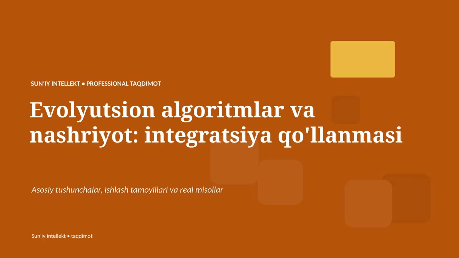Evolyutsion algoritmlar va nashriyot: integratsiya qo'llanmasi 1