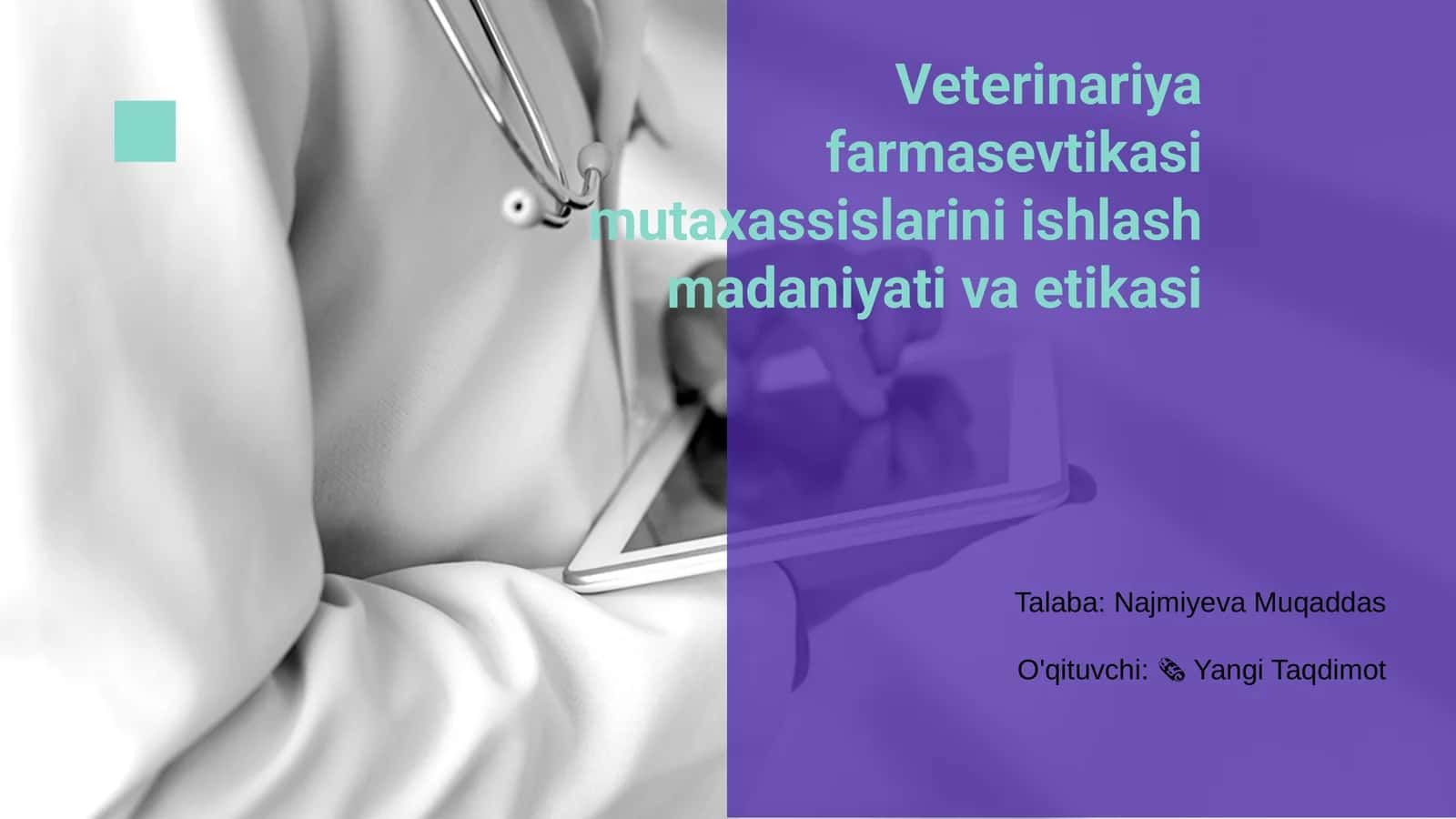 Veterinariya farmasevtikasi mutaxassislarini ishlash madaniyati va etikasi 1