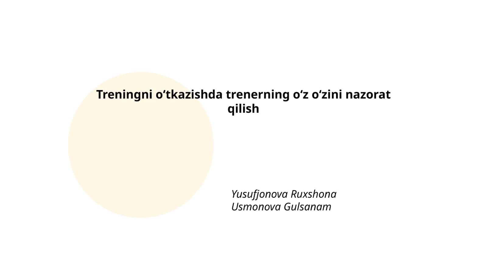 Treningda trenerning oʻzini nazorat qilish 1