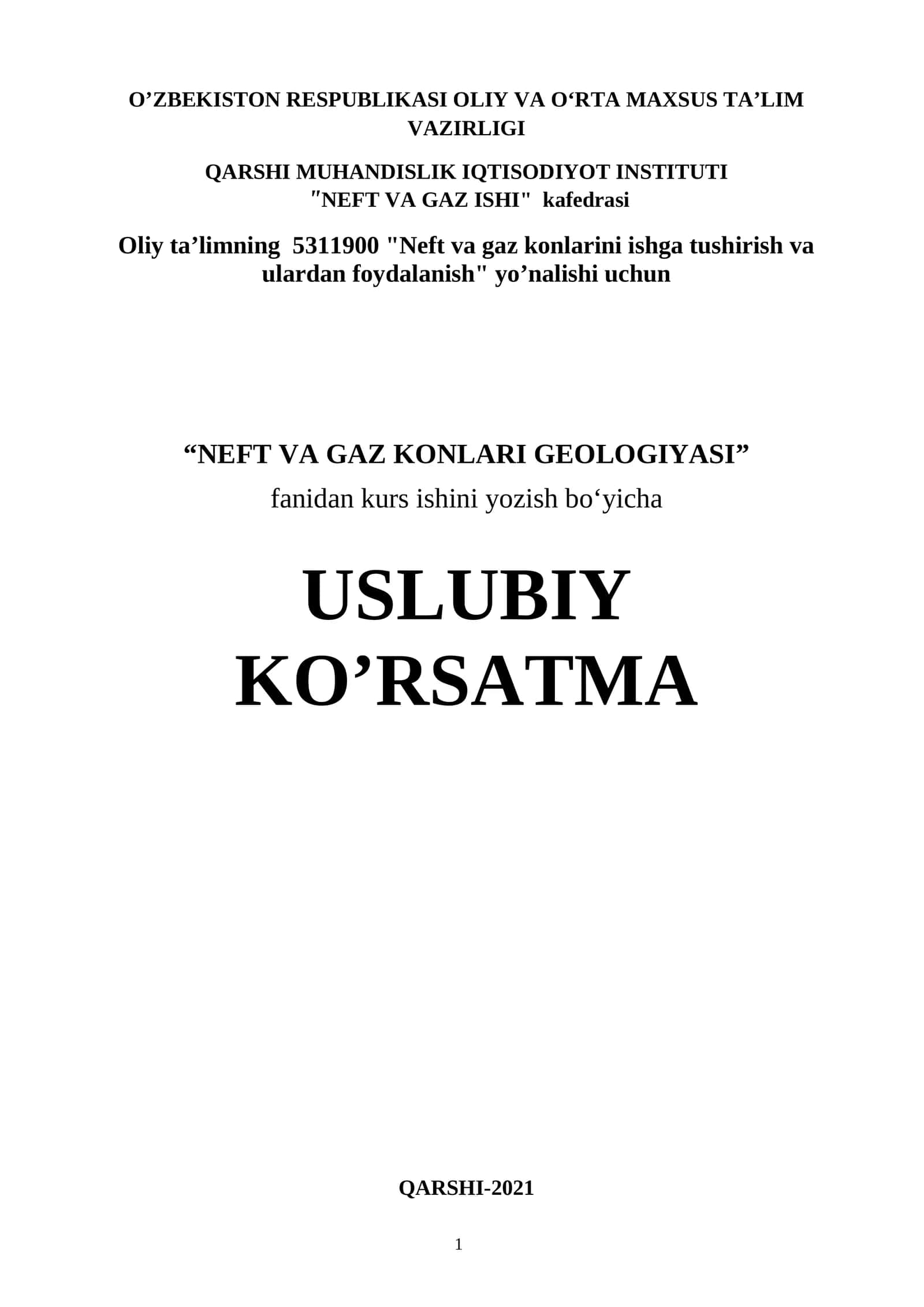 Neft va Gaz Konlari Geologiyasi 1